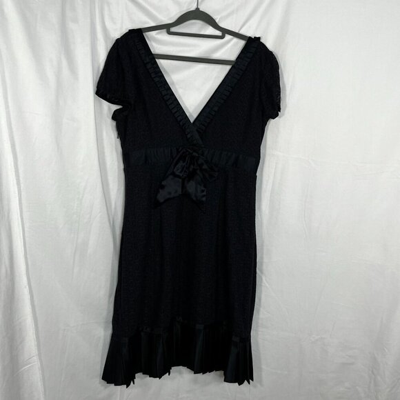 Phoebe Couture Navy Empire‎ Waist Surplice Neckline Pleated Bottom Dress Size 12 - Picture 7 of 14